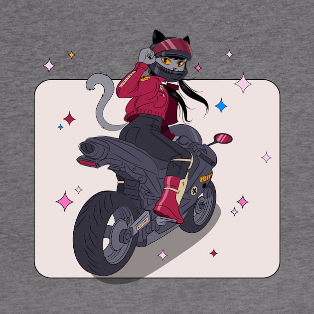 Biker cat girl by ErisArt